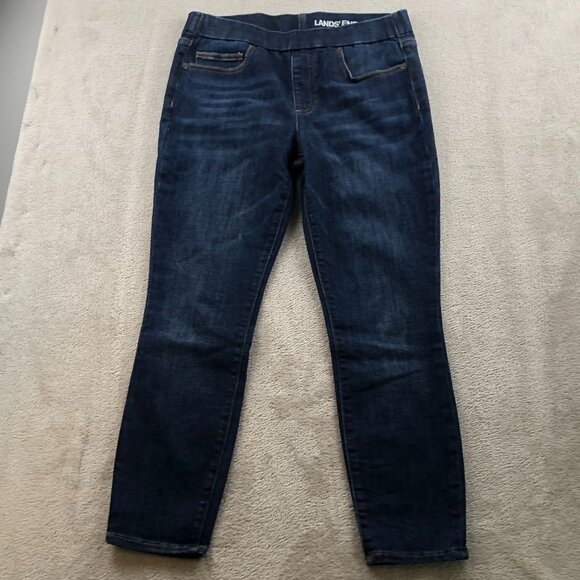 Lands End Womens Mid Rise Pull-On Skinny Jeans Size 6P Blue Denim Casual Stretch - Picture 15 of 16
